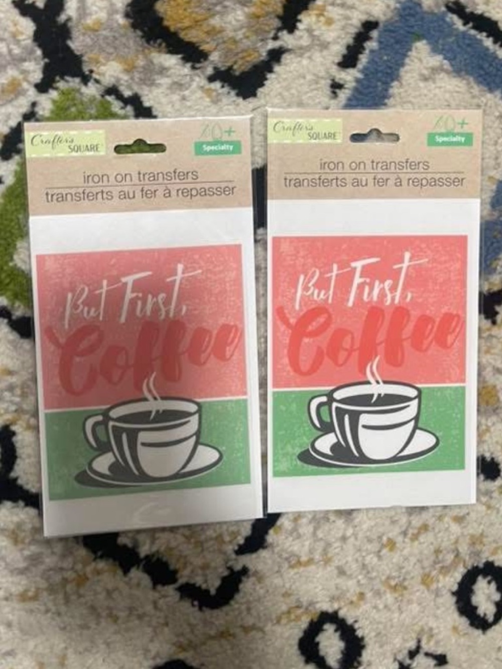But First Coffee Iron-On Transfers - Coral & Mint